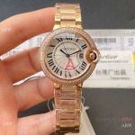 Swiss quartz - TW Cartier Ballon Bleu Medium 33 Rose Gold Double-row Diamond Watch